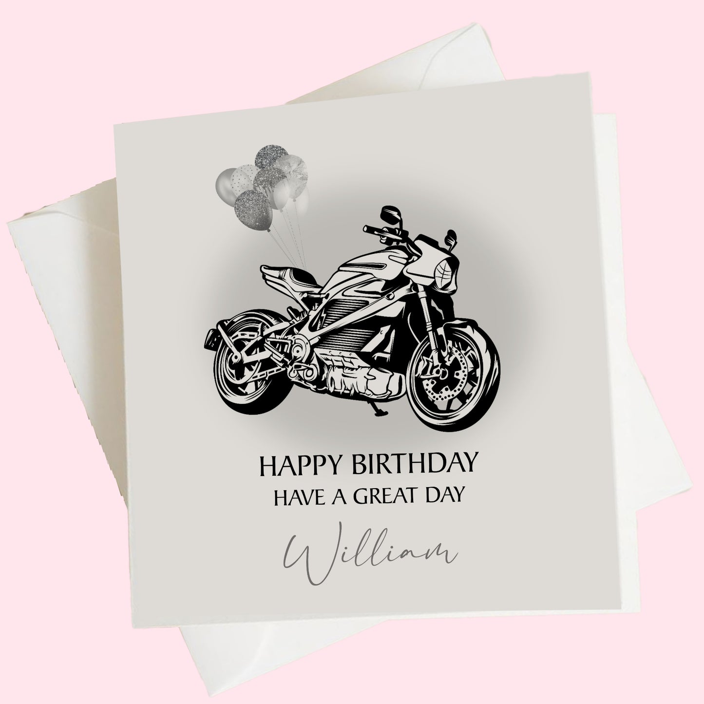 a birthday card with a drawing of a motorcycle