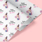 a birthday wrapping paper with a picture of a girl on it