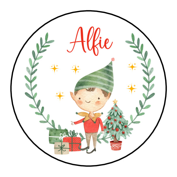 Personalised Elf Boy Christmas Stickers
