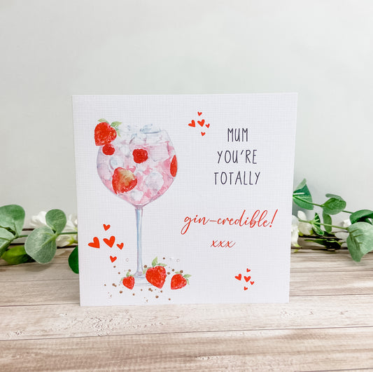 Personalised Mother's Day Card Strawberry Gin Cocktail Gin Credible