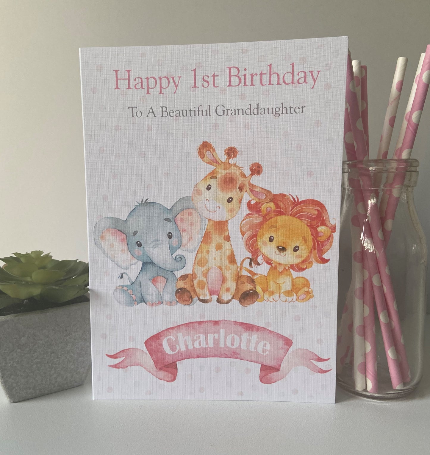 Personalised Birthday Gift Bag Watercolour Animals Pink