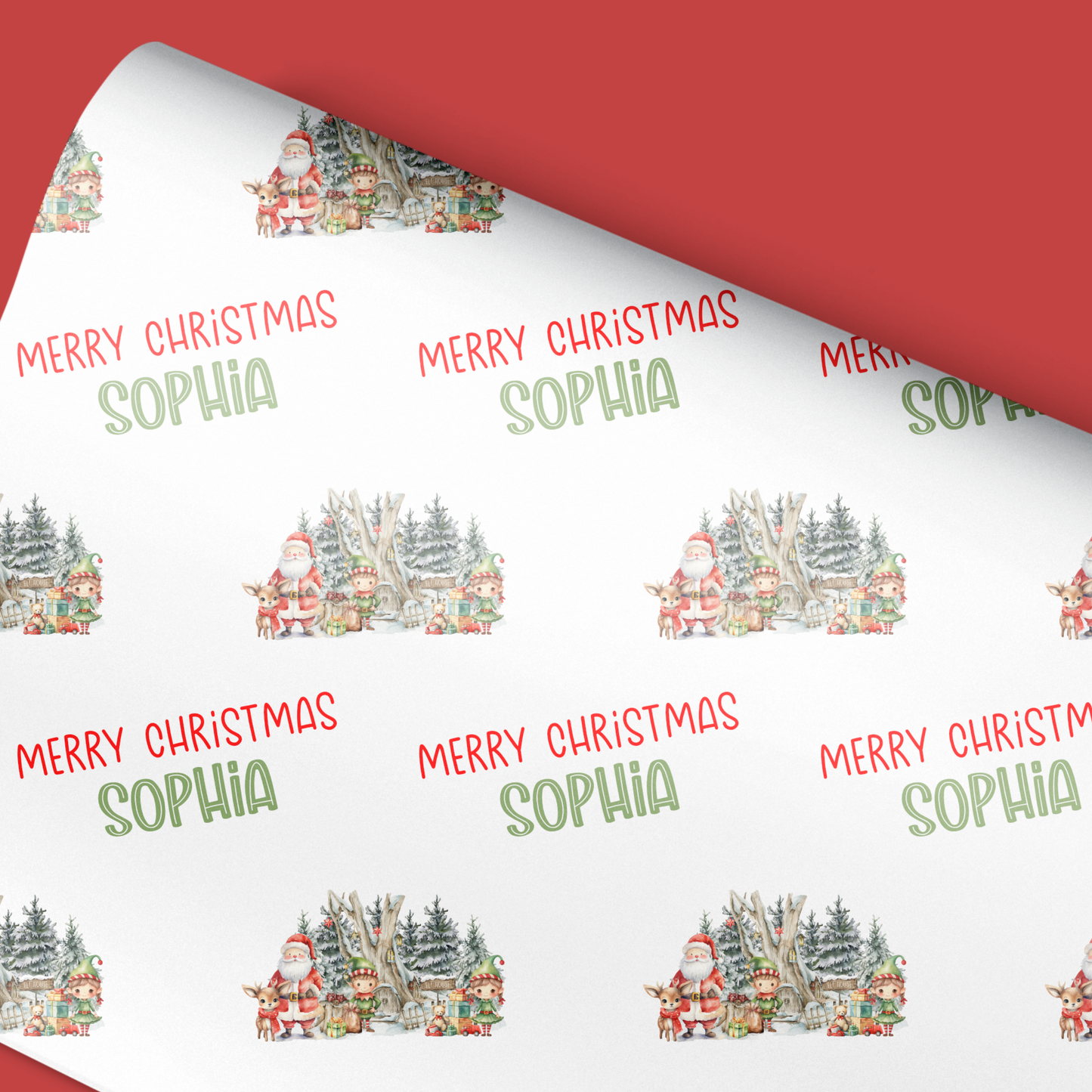 a christmas wrapping paper with a merry christmas design