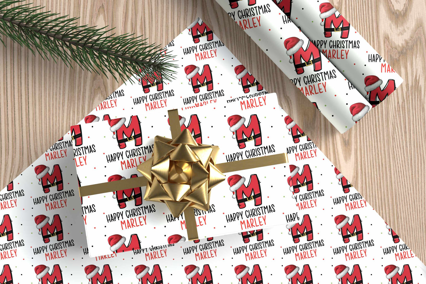 Personalised Christmas Wrapping Paper Santa Initial