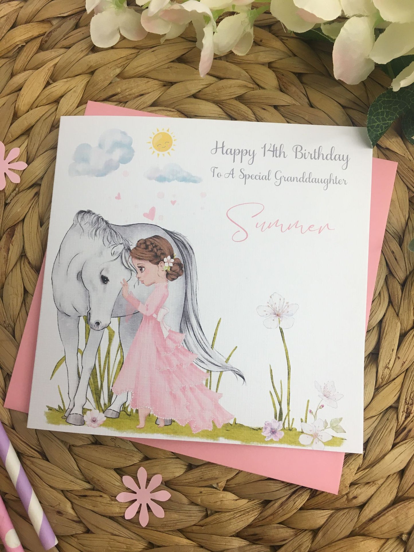 Personalised Birthday Card Horse & Girl