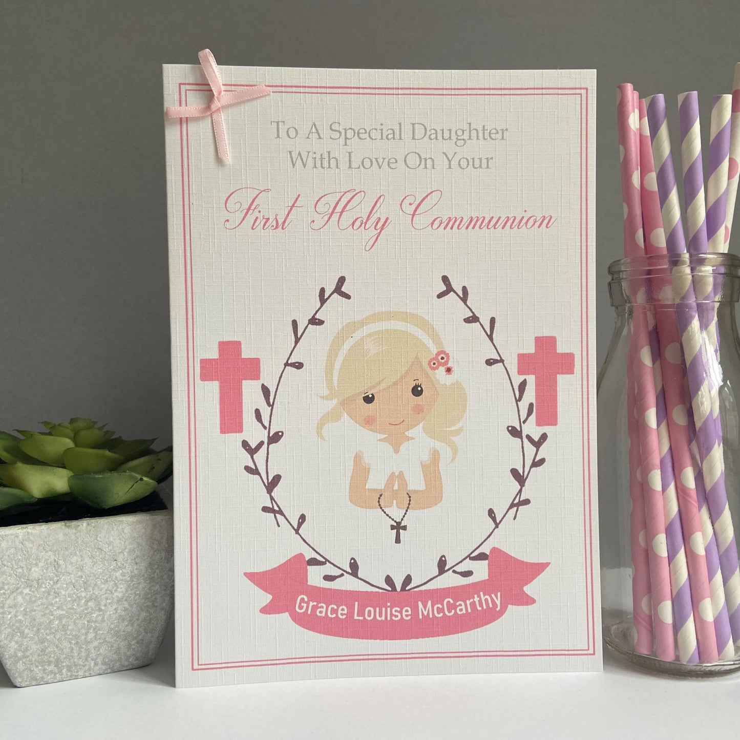 Personalised Handmade Firsty Holy Communion Card - 2 Size Options
