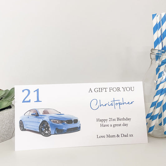 Personalised Birthday Card Wallet Gift Voucher Sports Car