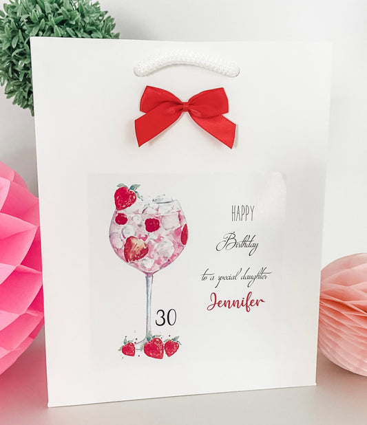 Personalised Birthday Gift Bag Strawberry Gin Cocktail