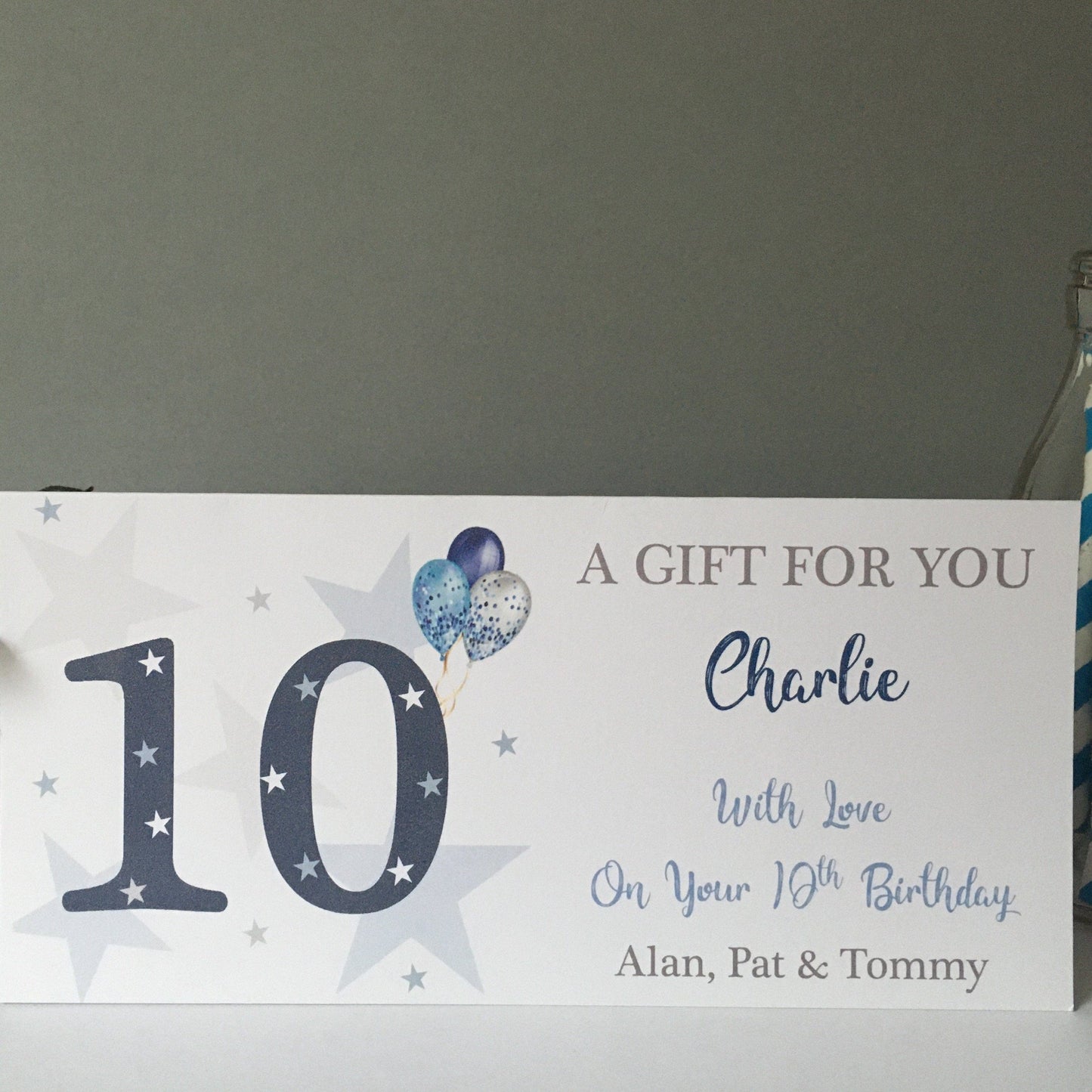 Personalised Birthday Gift Wallet Blue Stars & Balloons