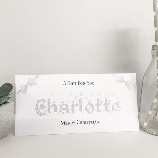 Personalised Christmas Gift Wallet Grey/Silver Snowflake Name