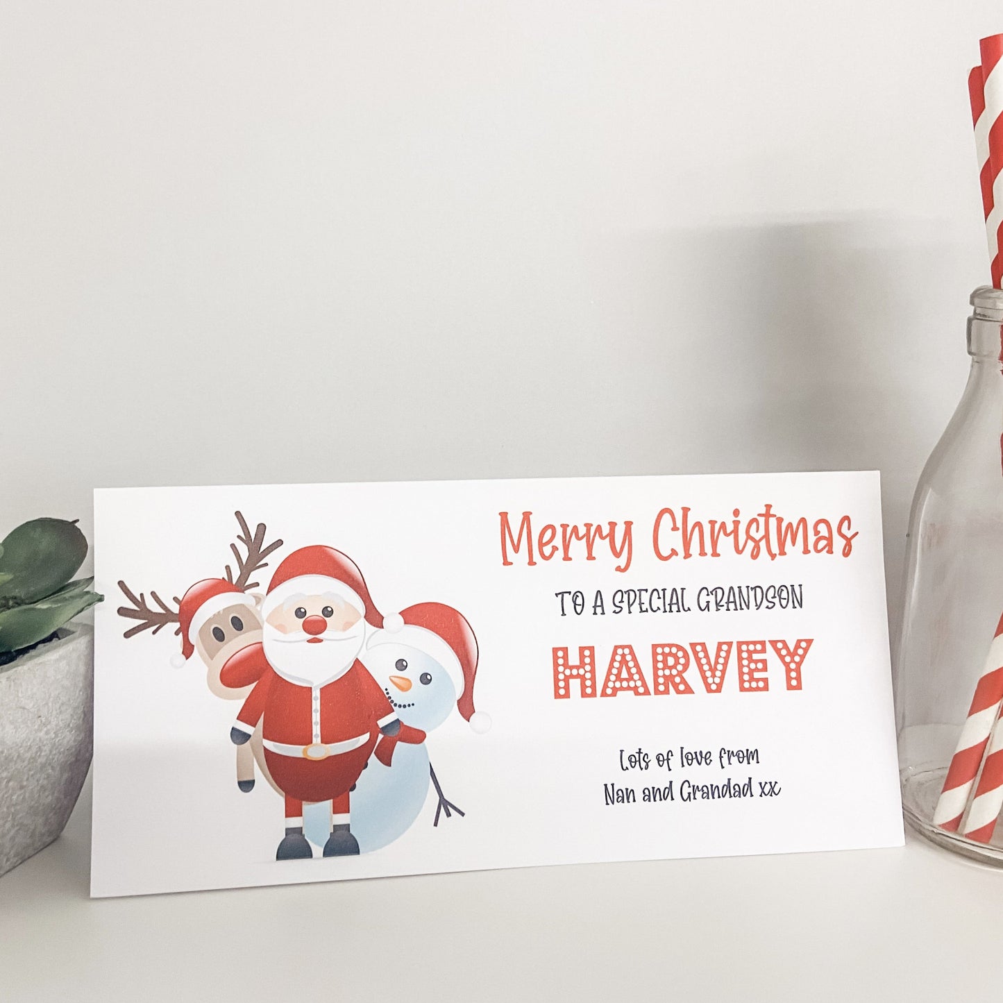 Personalised Christmas Gift Wallet Santa Snowman Reindeer