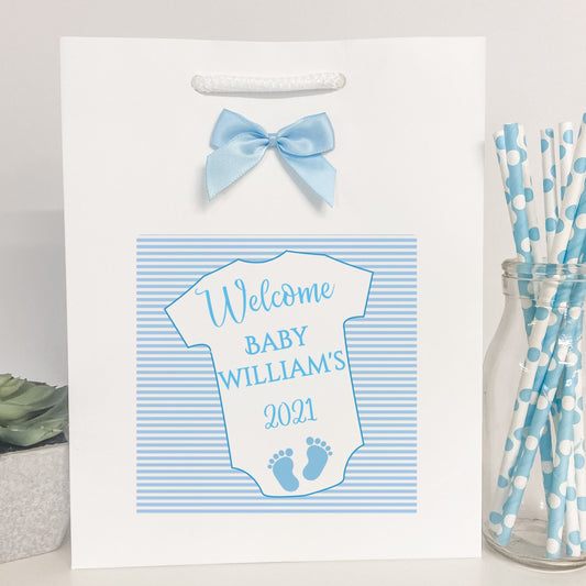 Personalised Congratulations New Baby Boy Gift Bag Baby Grow