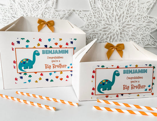Personalised Congratulations New Big Brother Gift Box Dinosaur