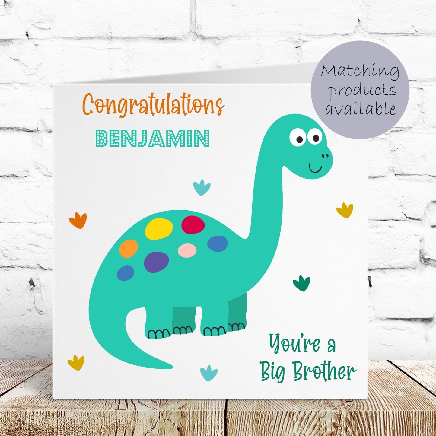 Personalised Congratulations New Big Brother Gift Bag Dinosaur