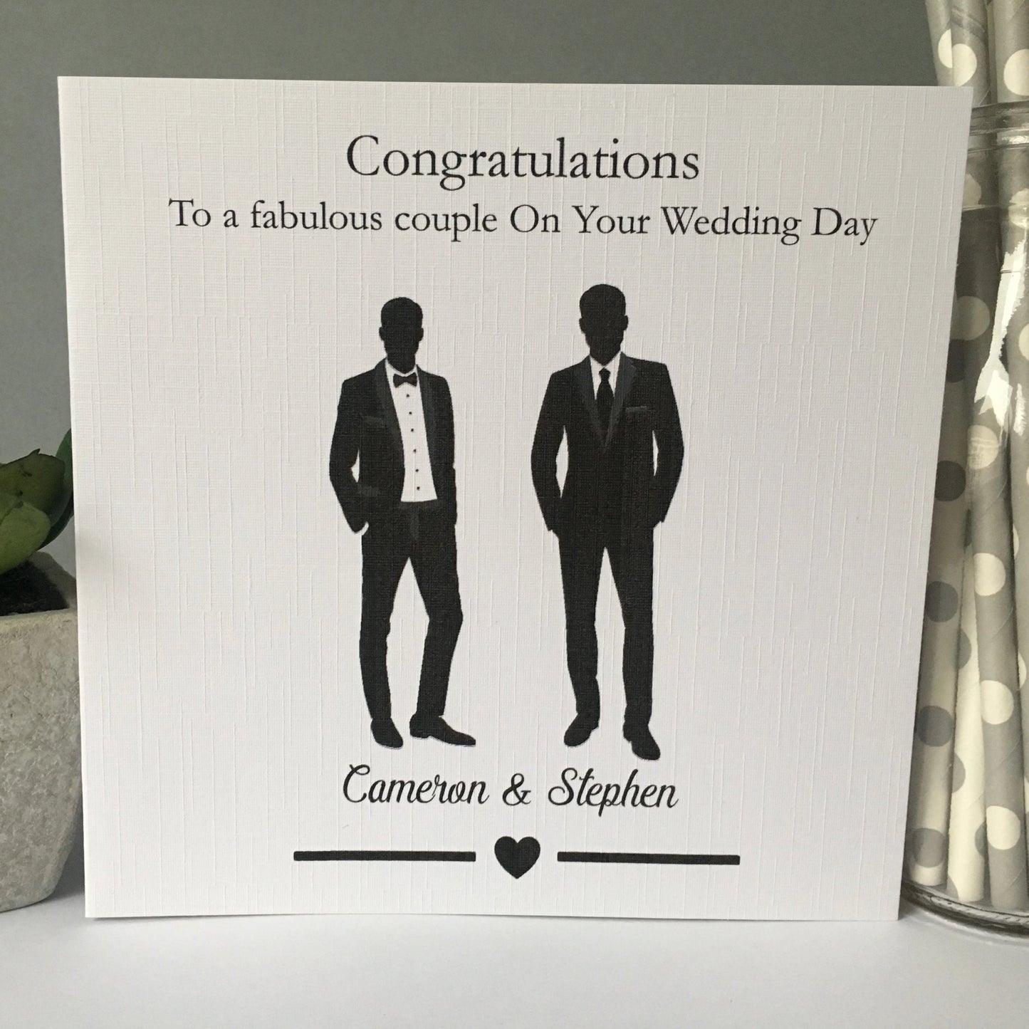 Personalised Congratulations Wedding Card Silhouette Gay Couple