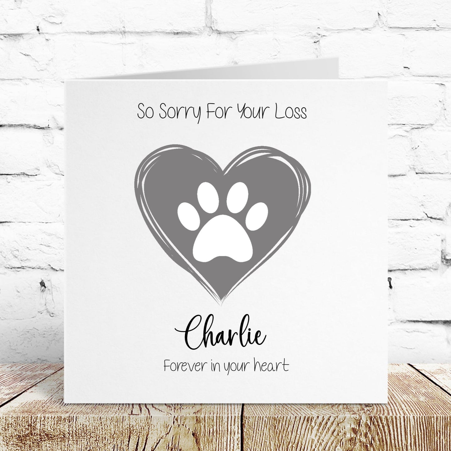 Personalised Pet Sympathy Bereavement Card Heart Paw Print