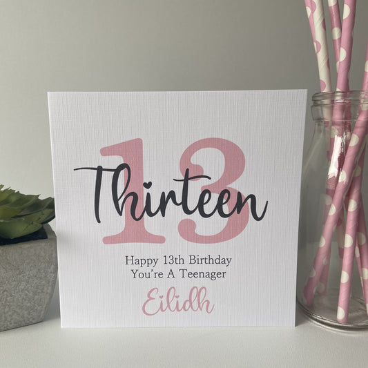 Personalised Teenager 13th Girls Birthday Card