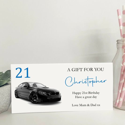 Personalised Birthday Money Wallet Card Gift Voucher Sports Car