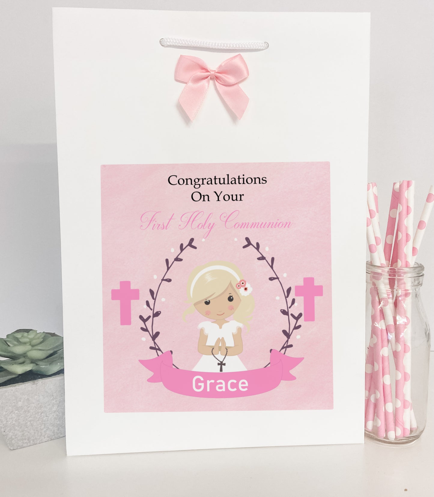 Personalised Girls First Holy Communion Boutique Gift Bag