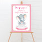 Personalised Baby Shower Welcome Sign Watercolur Elephant Pink