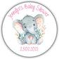 Personalised Baby Shower Party Stickers Watercolur Elephant Pink