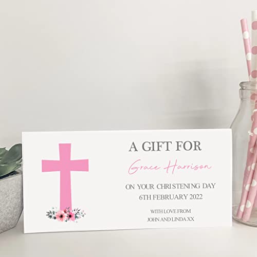 Personalised Card Money Gift Wallet Voucher for Christening Baptism Communion Girl