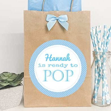 Personalised Baby Shower Party Gift Bag Ready to Pop Blue Boy