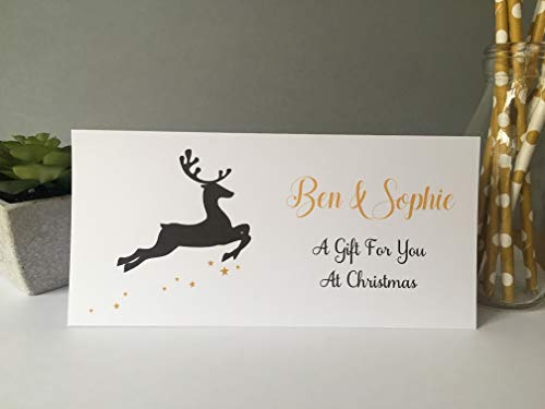 Personalised Christmas Card Money Gift Wallet Vouchers Cash Black Reindeer