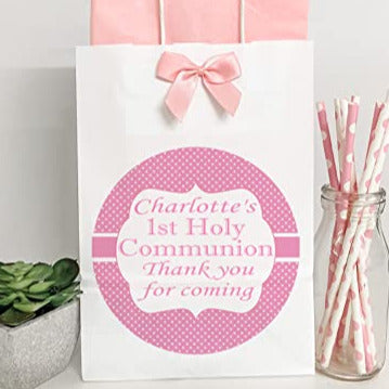 Personalised First Holy Communion Favour Thank You Gift Bag Pink