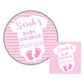 Personalised Baby Shower Stickers for Favours Party Bags Pink Baby Grow