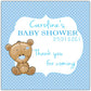 Personalised Baby Shower Stickers for Favours Party Bags Blue Boy Teddy Bear