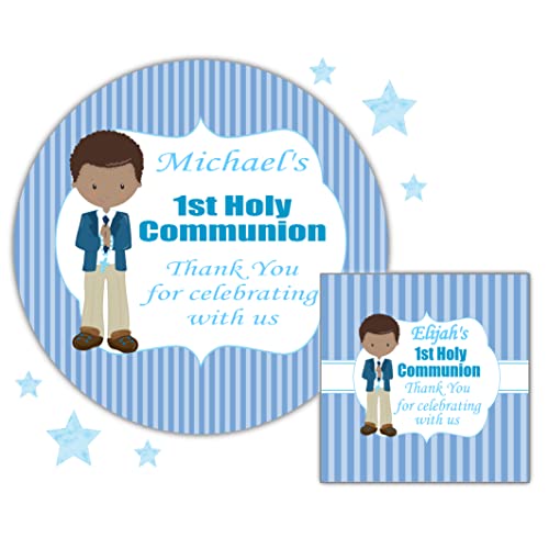 Personalised First Holy Communion Stickers Blue Boy