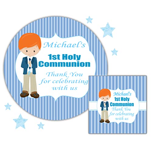 Personalised First Holy Communion Stickers Blue Boy