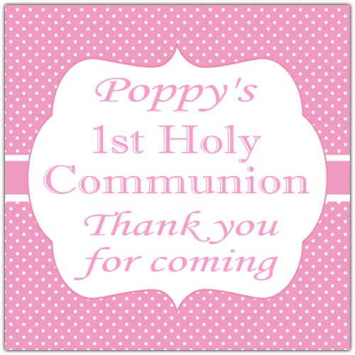 Personalised First Holy Communion Party Stickers Girl Pink