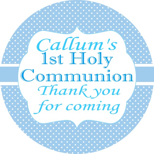 Personalised First Holy Communion Party Stickers for Favours Party Bags Boy Blue