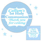 Personalised First Holy Communion Party Stickers for Favours Party Bags Boy Blue