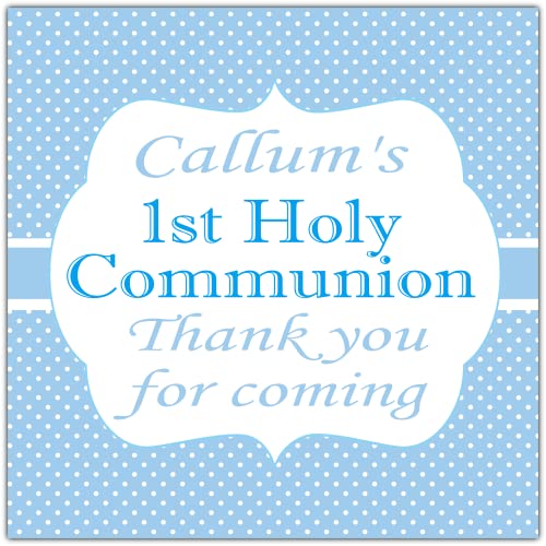 Personalised First Holy Communion Party Stickers for Favours Party Bags Boy Blue