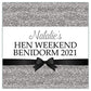 Personalised Hen Night Party Stickers Silver Printed Glitter Effect