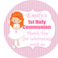 Personalised First Holy Communion Party Stickers Girl Pink