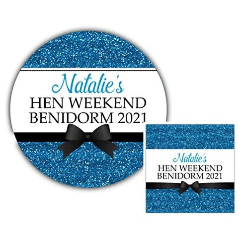 Personalised Hen Night Party Stickers for Favours Party Bags Printed Glitter Effect