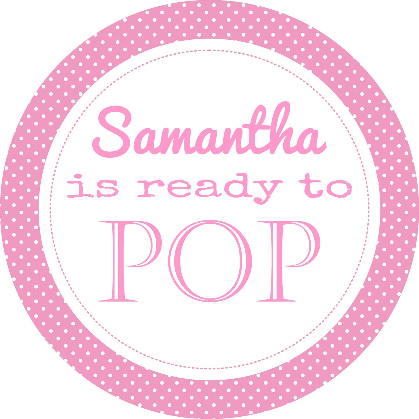 Personalised Baby Shower Stickers Pink Ready to Pop