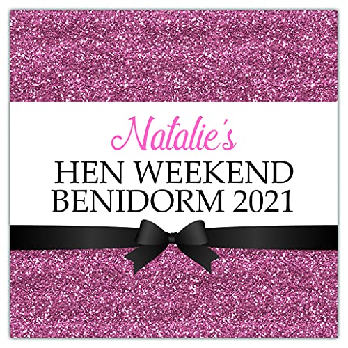 Personalised Hen Night Party Stickers Pink Glitter Effect