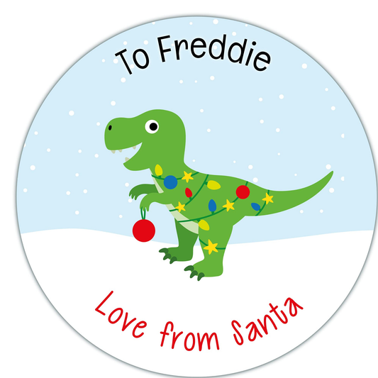 Personalised Christmas Stickers for Gifts  Dinosaur