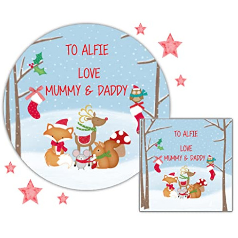 Personalised Christmas Stickers Woodland Theme
