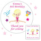 Personalised Birthday Party Stickers Gymnastics