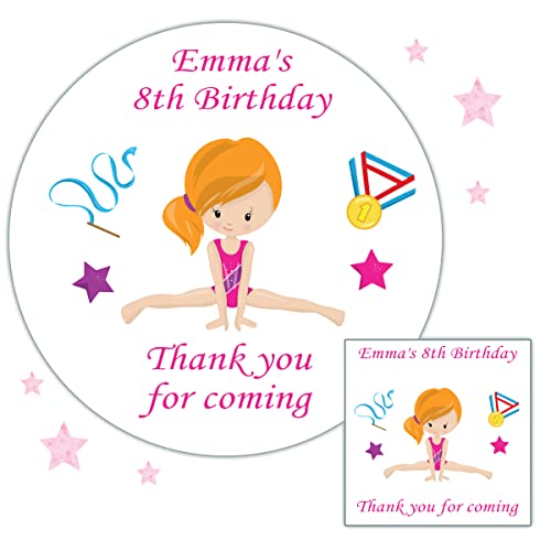 Personalised Birthday Party Stickers Gymnastics