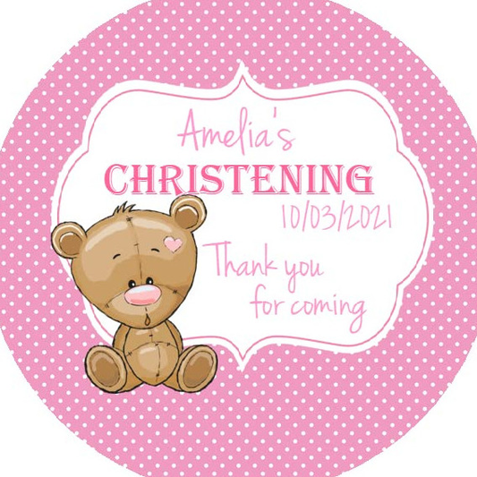 Personalised Christening Party Stickers for Favours Party Bags 