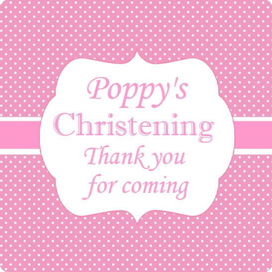 Personalised Christening Stickers Pink