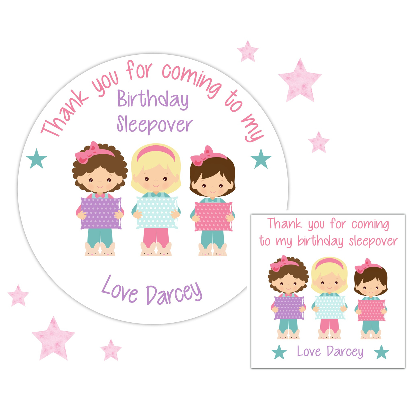 Personalised Birthday Party Stickers Sleepover