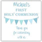 Personalised First Holy Communion Party Stickers Blue Bunting