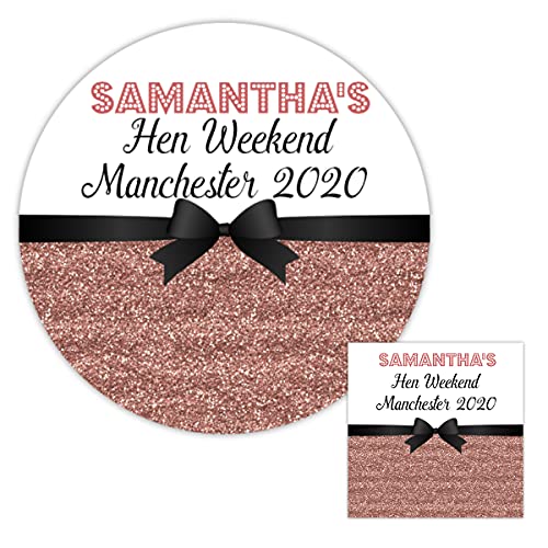 Personalised Hen Party Stickers for Favours Party Bags Rose Gold